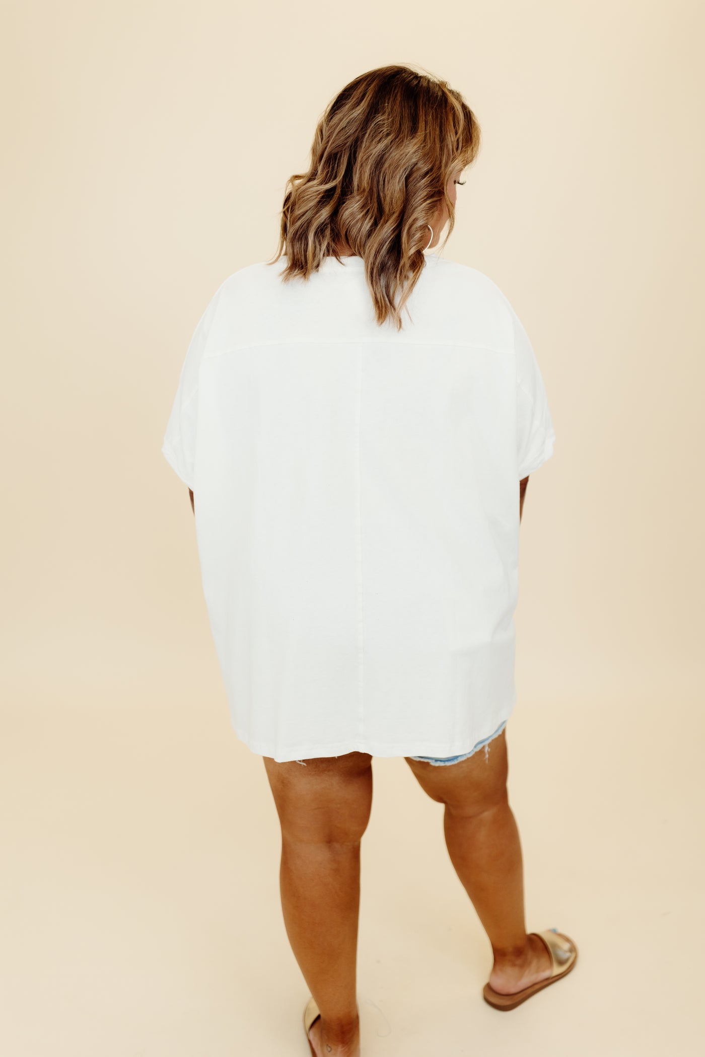 White Sequin Colorful Pool Float Oversized Tee