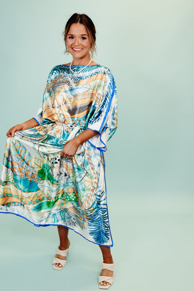 Beulah Style Tropical Feather Maxi