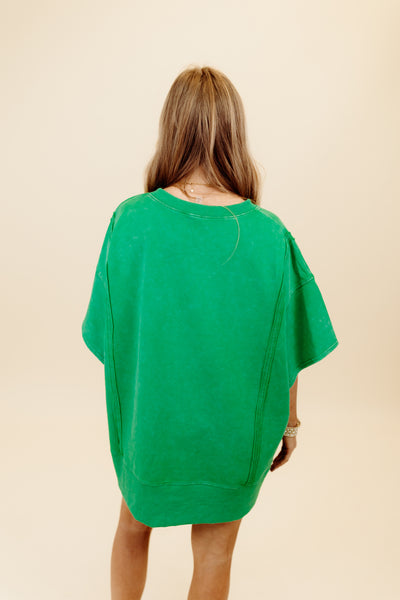 Green Mineral Wash French Terry Loose Fit Top