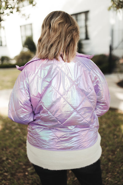 Lilac Metallic Puffer Jacket