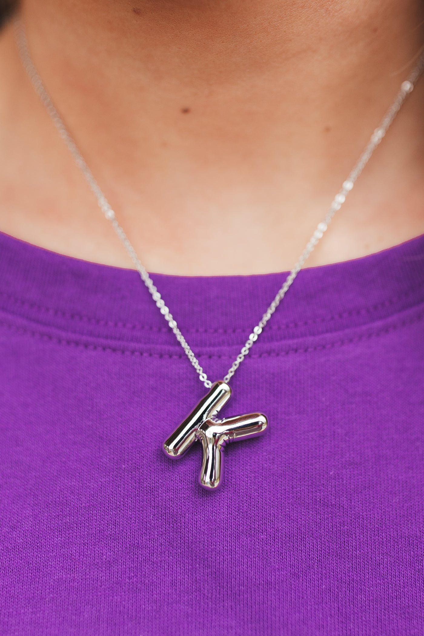 Gemelli Bubble Silver Initial Necklace