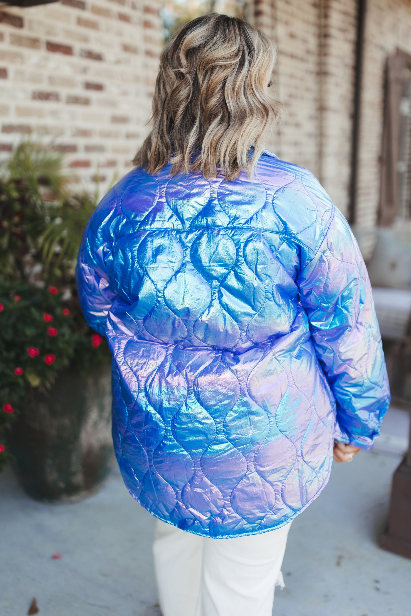 Aqua Iridescent Puffer Jacket