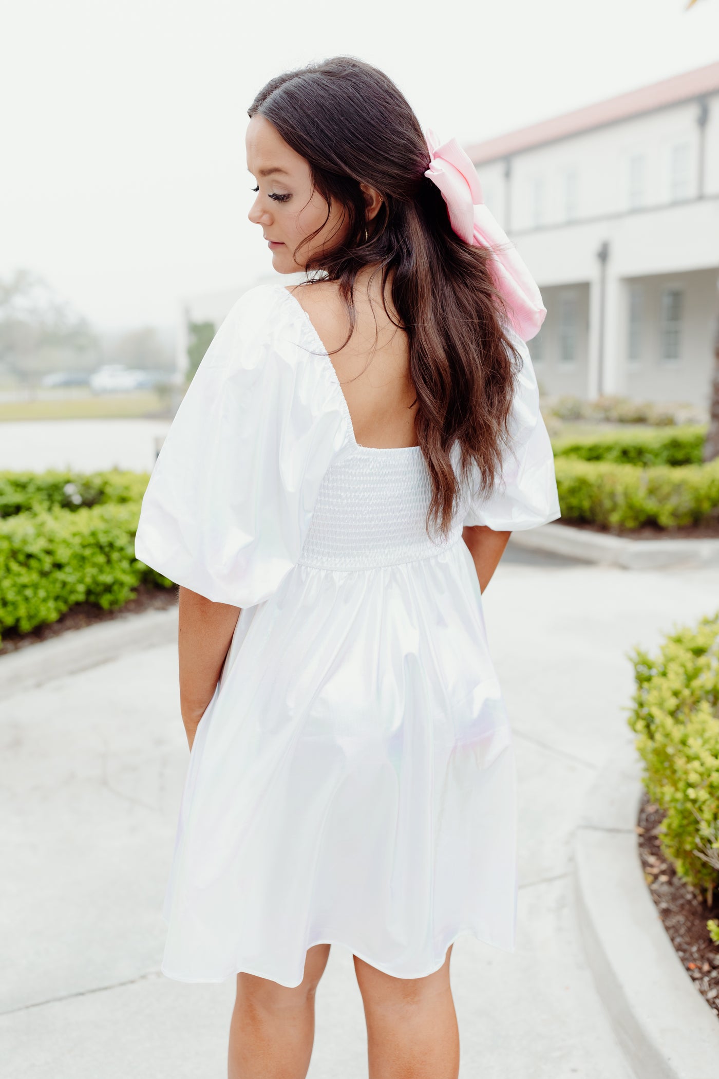 White Iridescent Bridal Ring Patch Dress