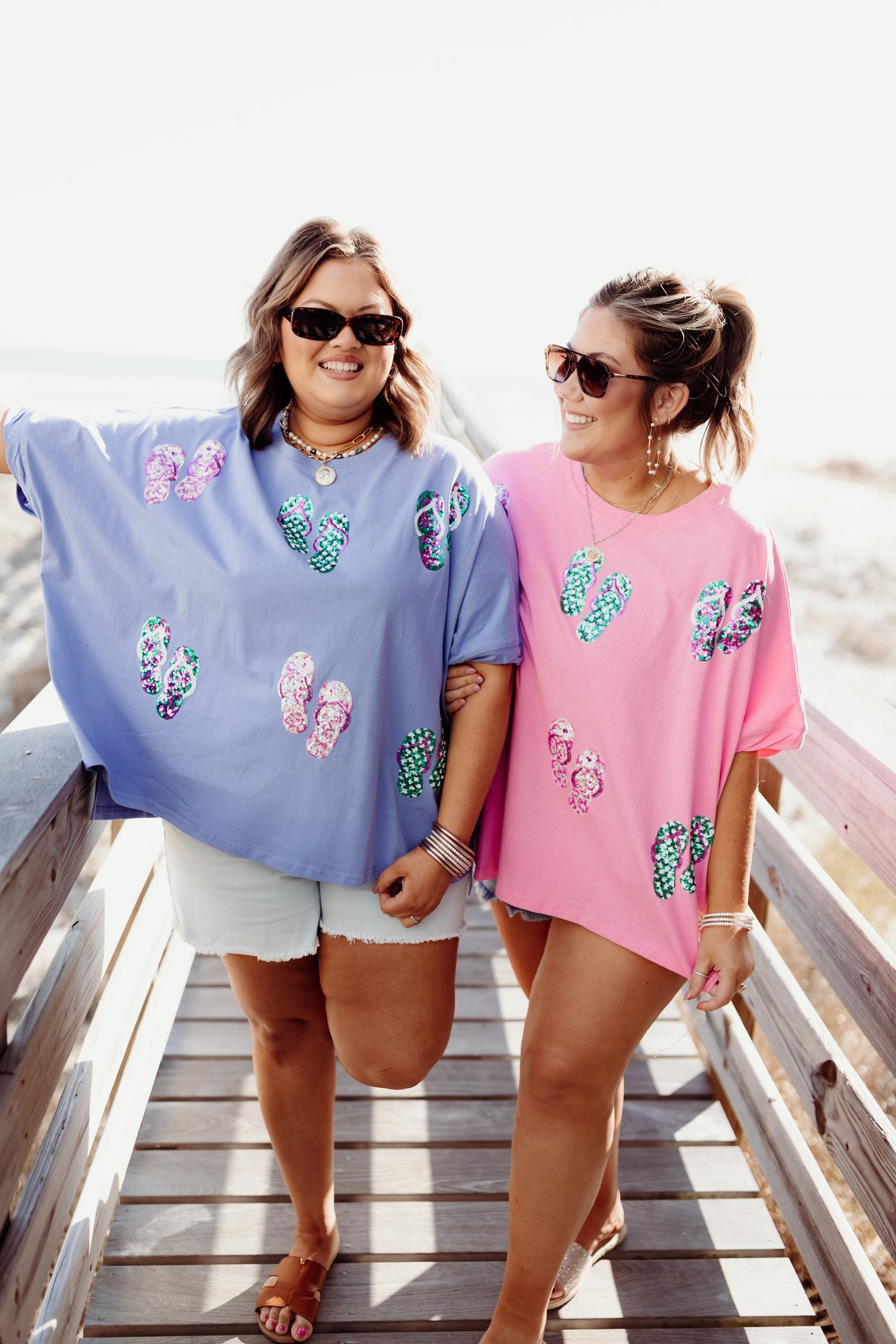 Pink Oversized Flip Flop Patch Tee