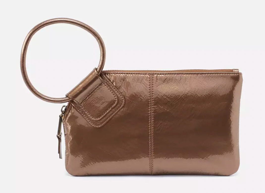 Hobo Sable Wristlet in Patent Leather - Bronze