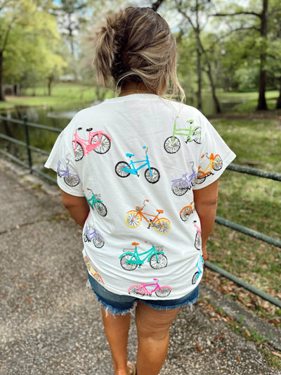 Queen Of Sparkles White Bike Tee