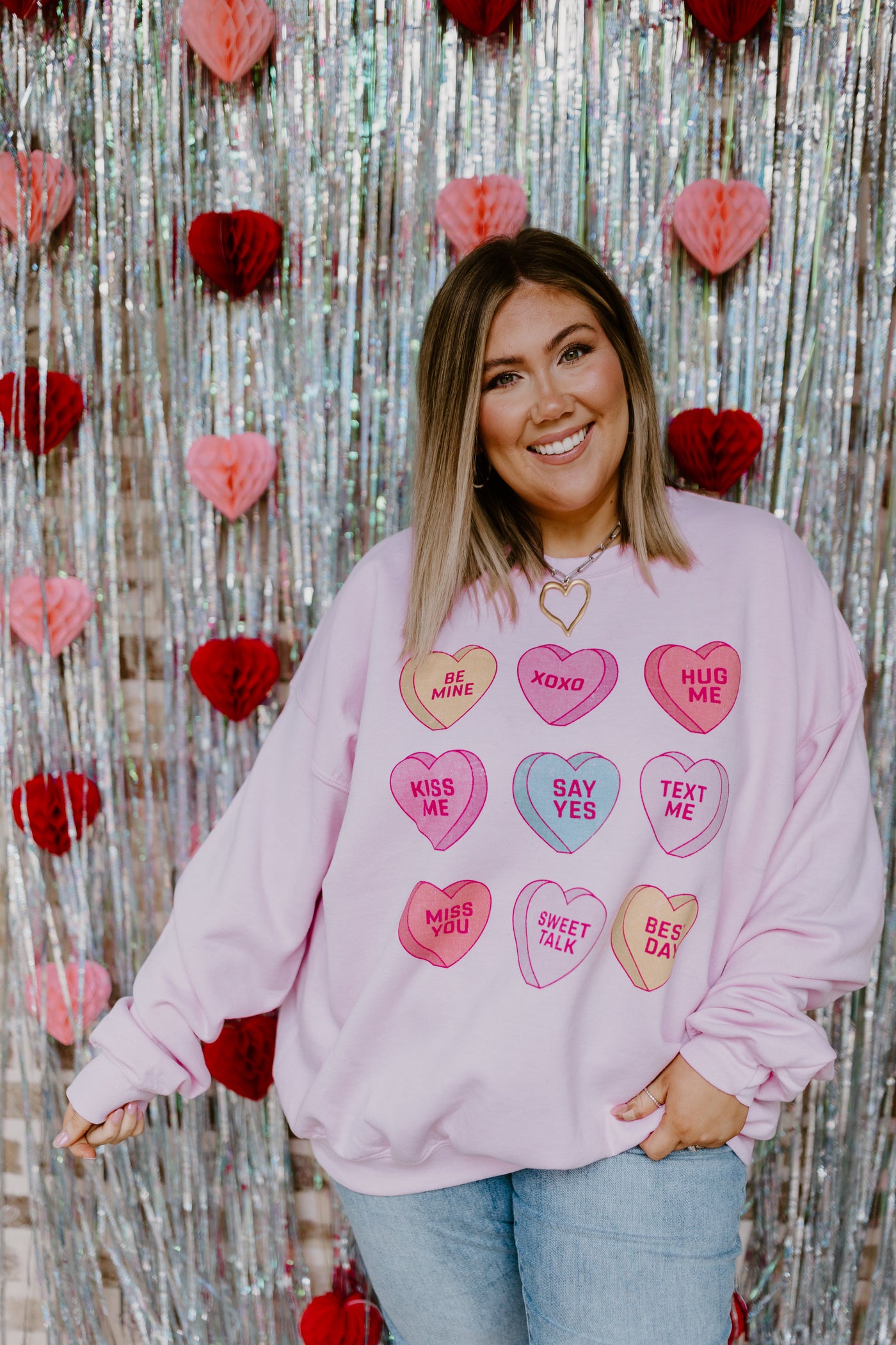 Pink Valentine Candy Graphic Sweatshirt