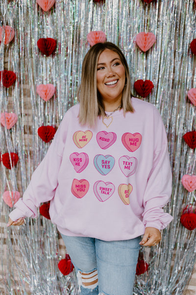Pink Valentine Candy Graphic Sweatshirt