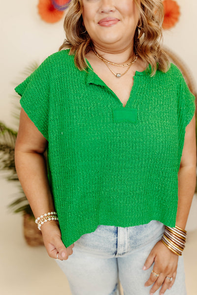 Green Sleeveless Cropped Sweater Top