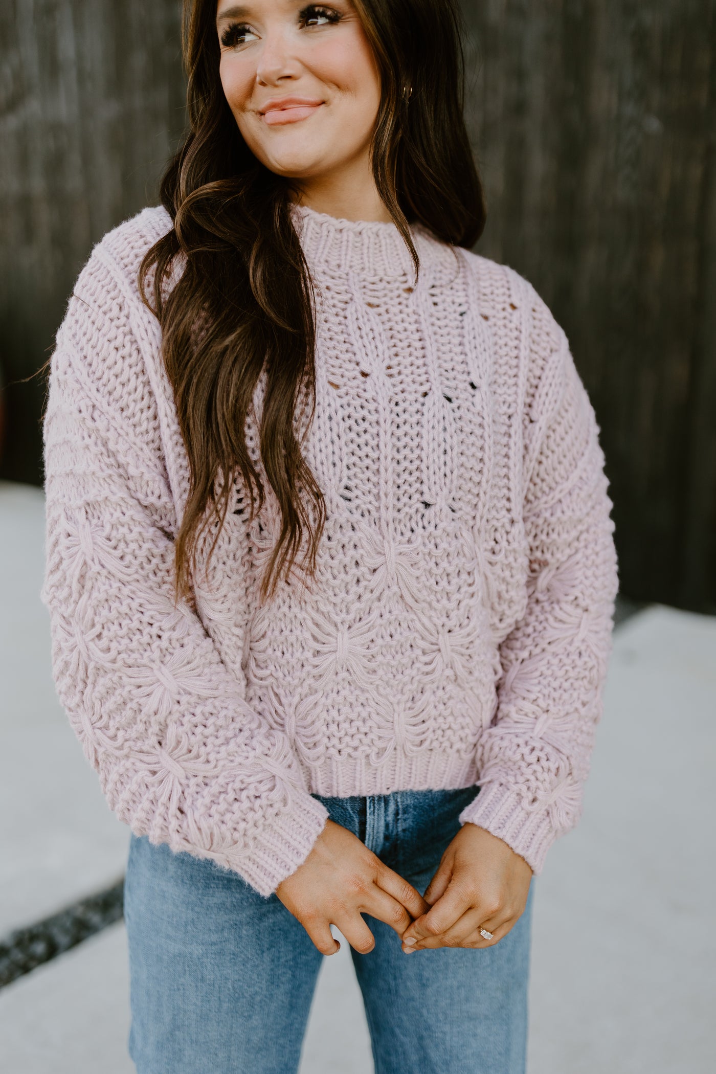 Rose Dust Chunky Cable Knit Sweater