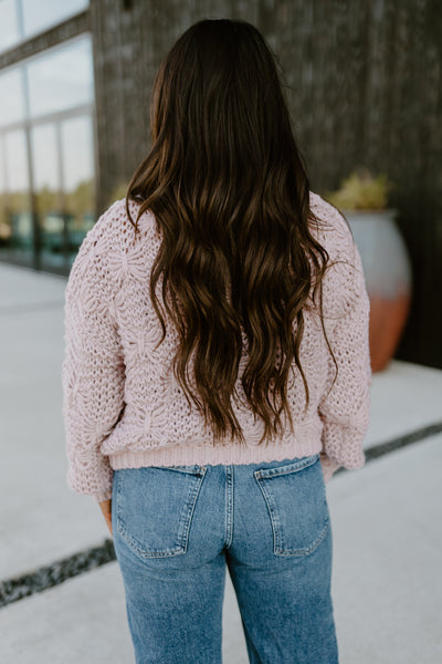 Rose Dust Chunky Cable Knit Sweater