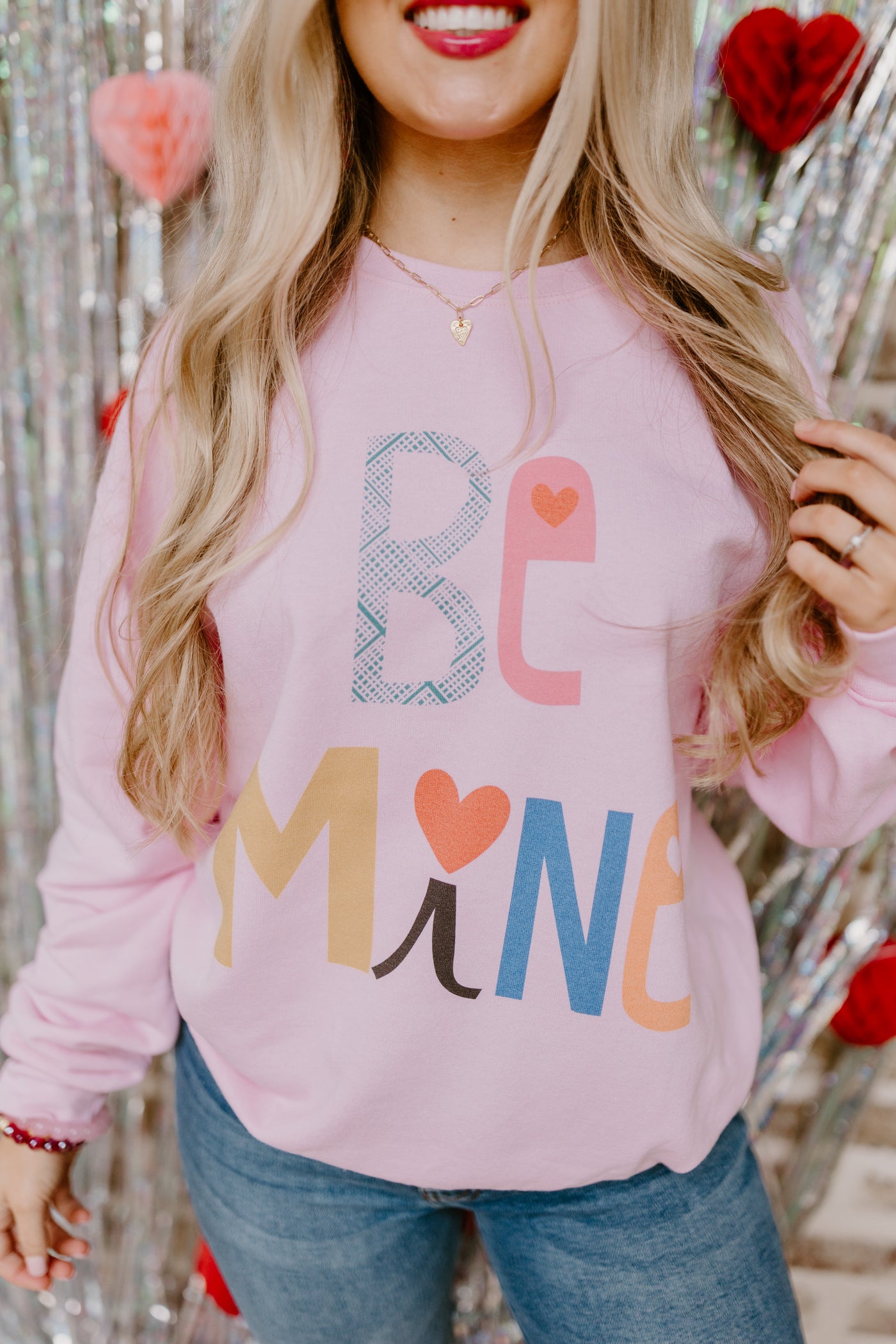 Baby Pink Be Mine Graphic Sweatshirt