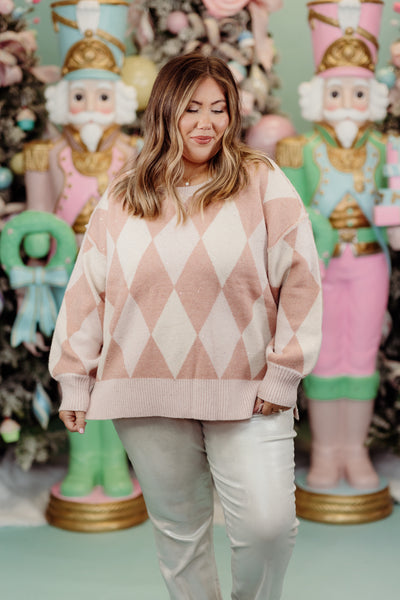 Dusty Pink Multi Pattern Knit Sweater