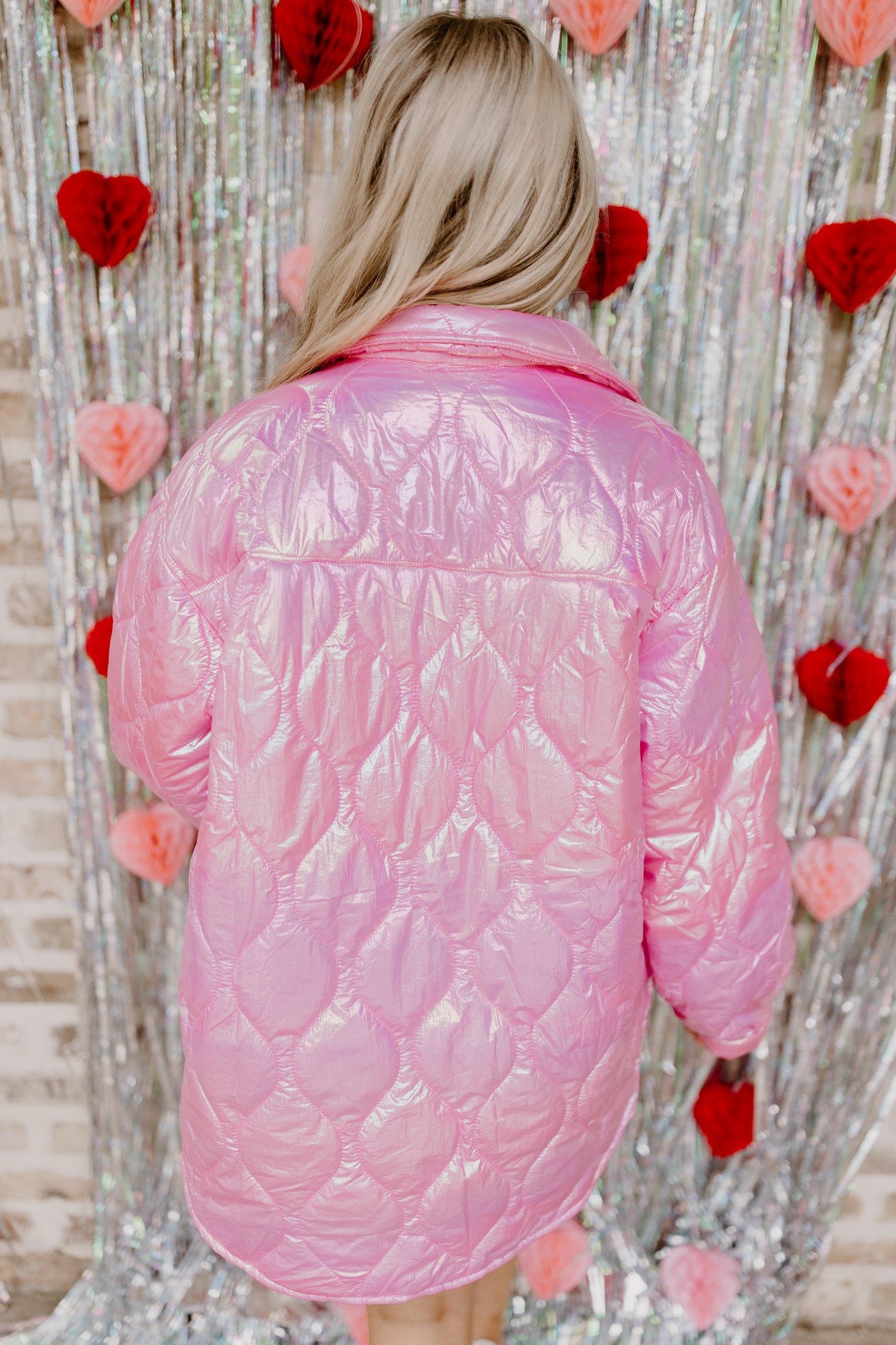Pink Iridescent Puffer Jacket