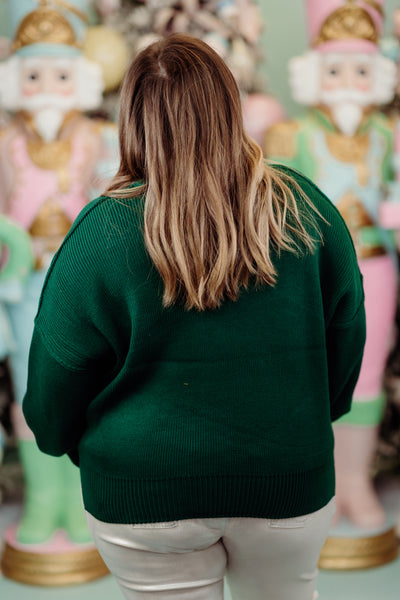 Dark Green Crew Neck Oversized Sweater