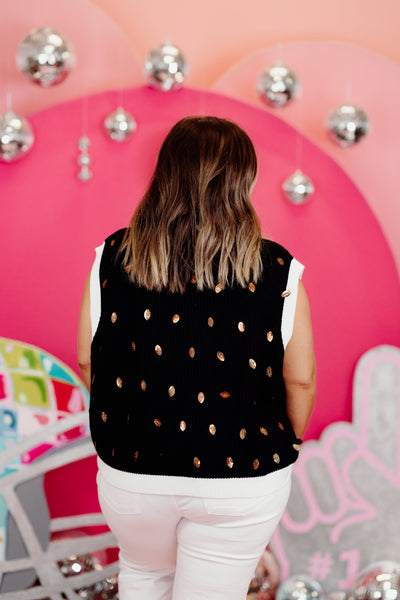 Queen of Sparkles Black Down Set Sparkle Sweater Vest