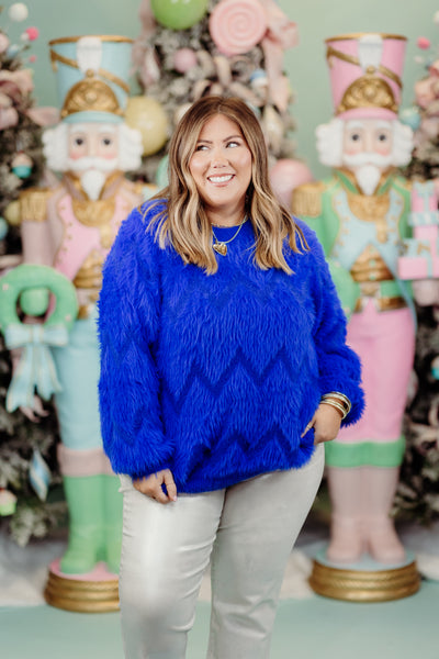 Molly Bracken Royal Blue Fuzzy Sweater