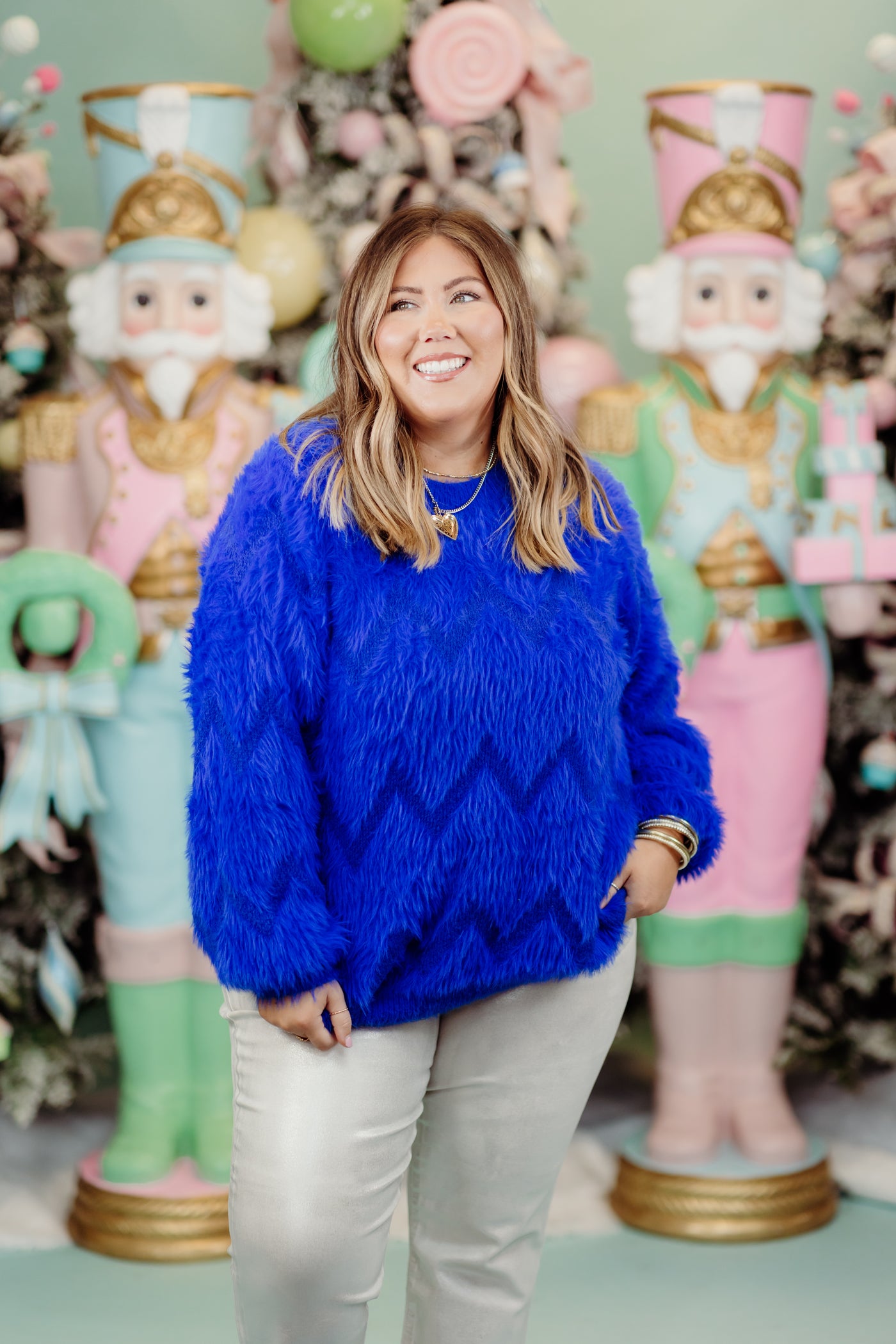 Molly Bracken Royal Blue Fuzzy Sweater