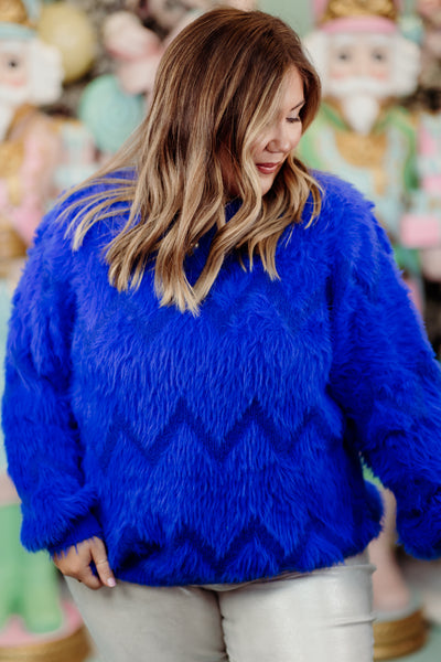 Molly Bracken Royal Blue Fuzzy Sweater