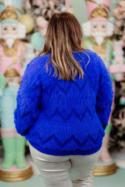 Molly Bracken Royal Blue Fuzzy Sweater