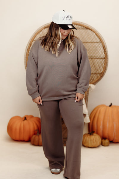 Mocha Scuba Mock Neck Pullover and Pant Set