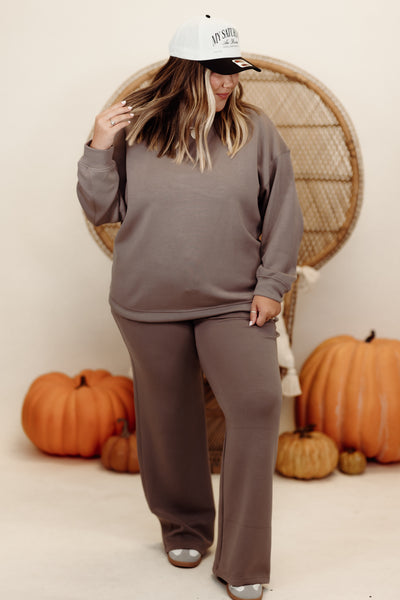 Mocha Scuba Mock Neck Pullover and Pant Set