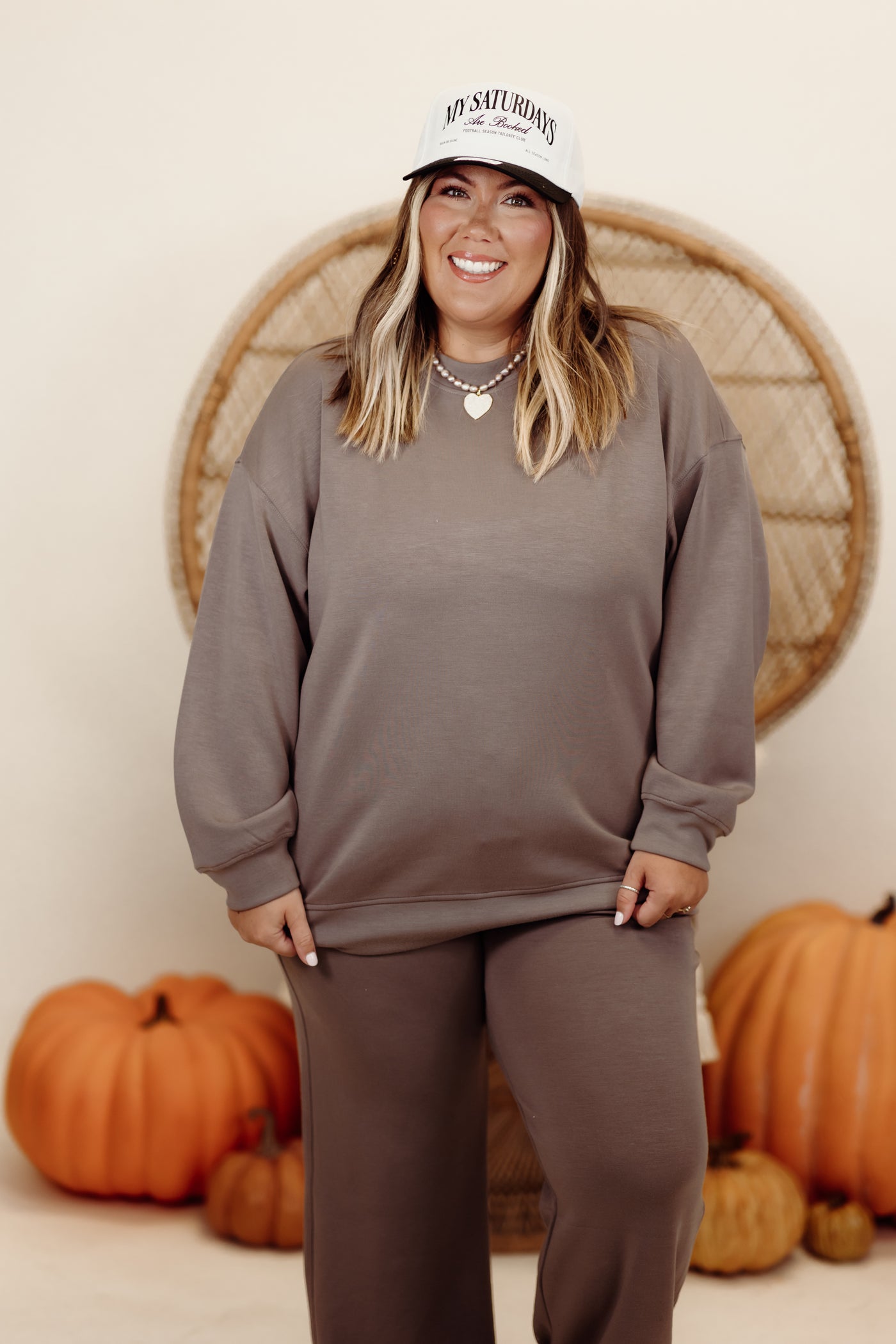 Mocha Scuba Mock Neck Pullover and Pant Set