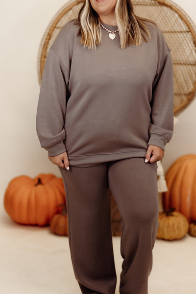 Mocha Scuba Mock Neck Pullover and Pant Set