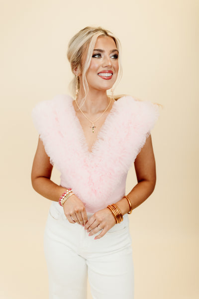 Beulah Pink Organza Detail Bodysuit