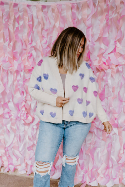 Ivory Ombre Heart Detail Cardigan
