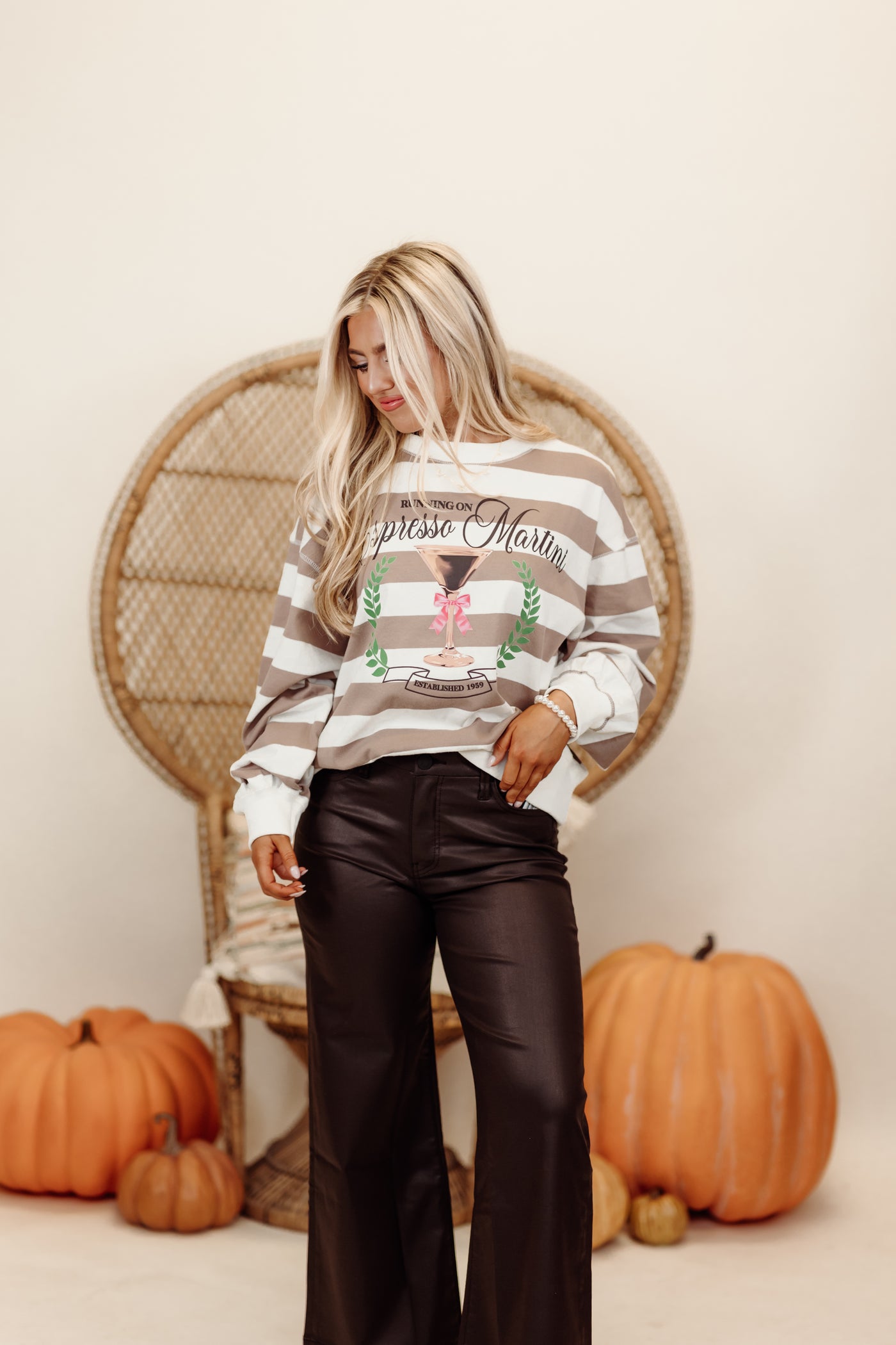 White and Mocha Striped Espresso Martini Sweatshirt