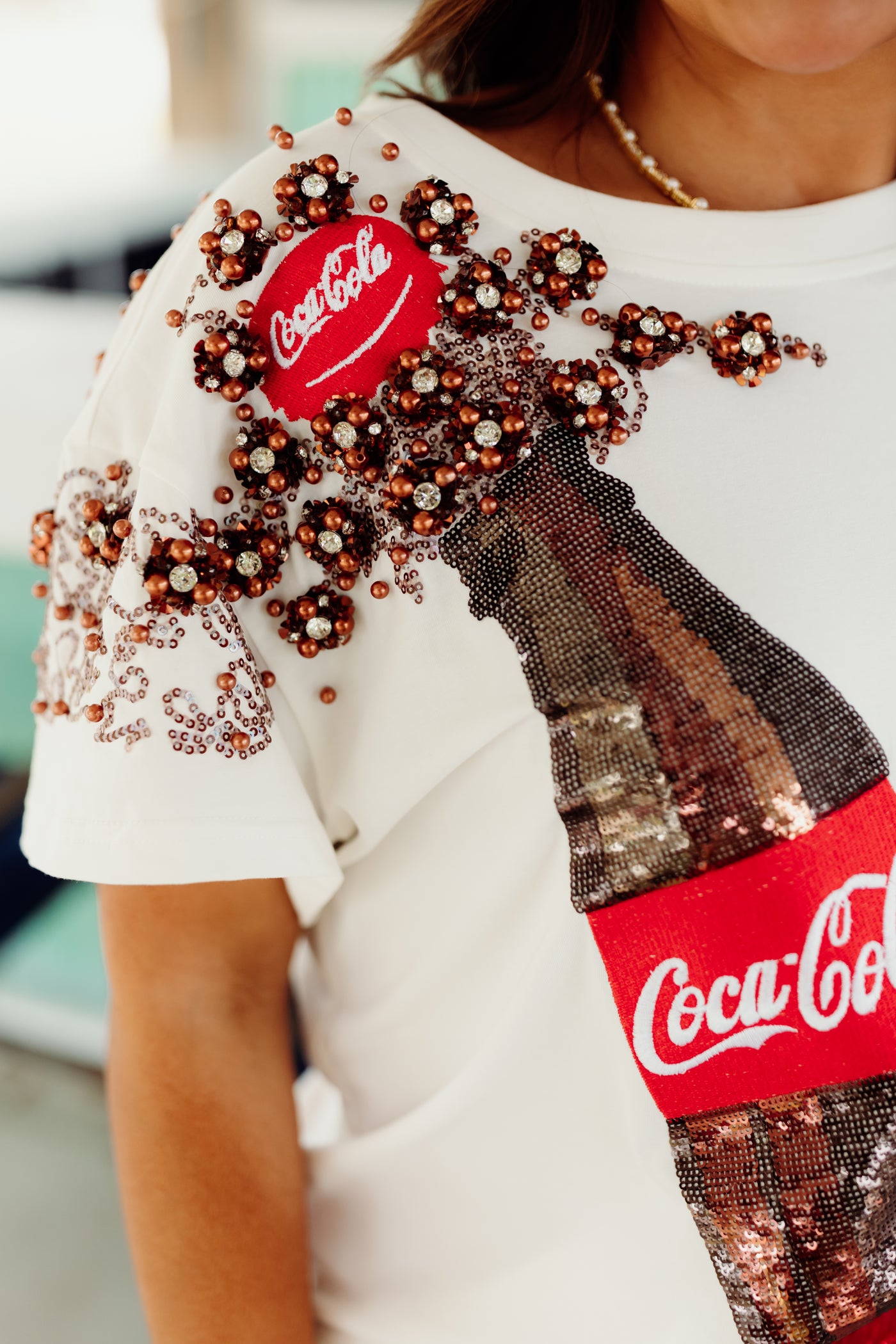 Queen Of Sparkles White Popping Coca Cola Bottle Tee