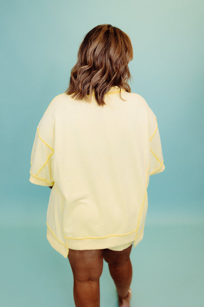 Lemon Sunkissed Mineral Washed Terry Tee and Short Set