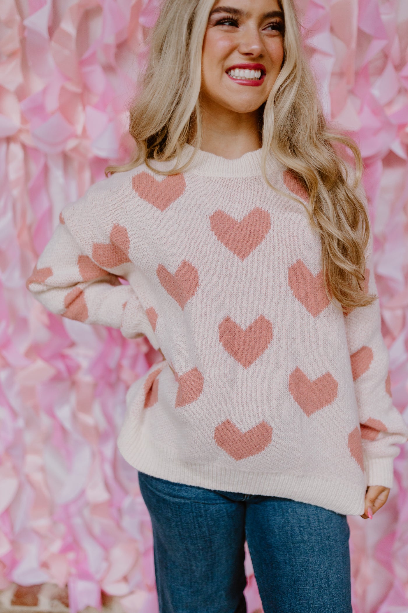 Blush Heart Knit Sweater