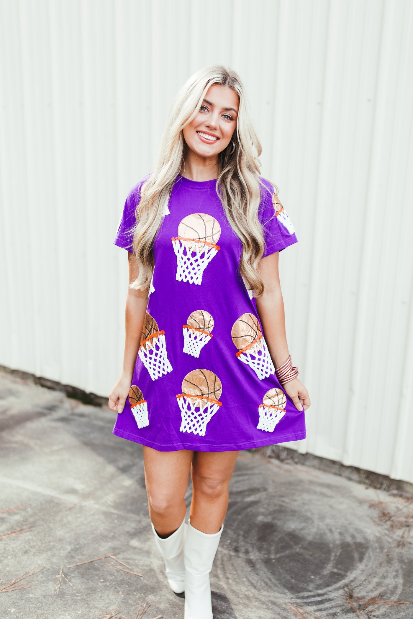 Queen Of Sparkles Purple Basketball Hoop Tee Dress