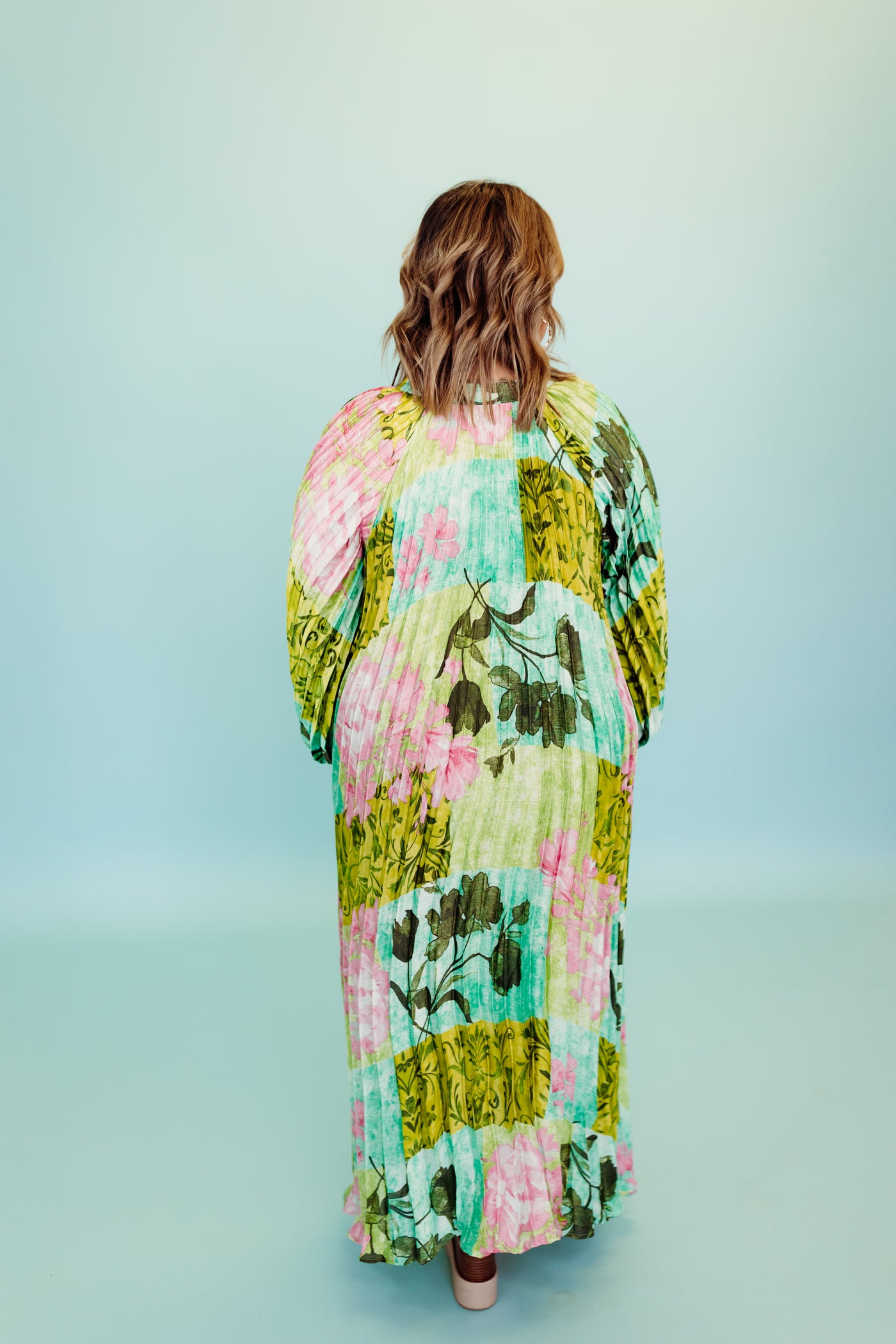 Beulah Green Multi Print Pleated Maxi Dress