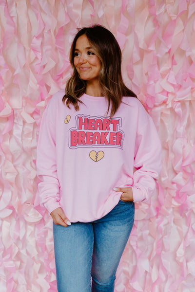 Baby Pink Heart Breaker Graphic Sweatshirt