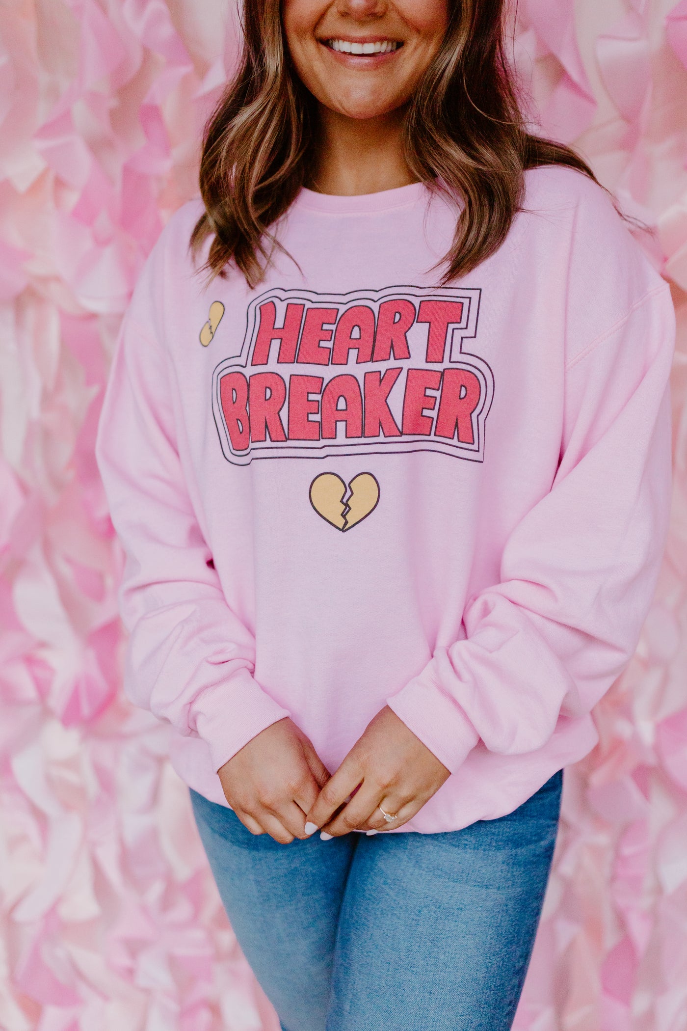 Baby Pink Heart Breaker Graphic Sweatshirt
