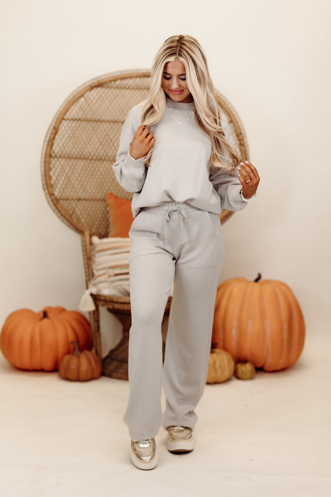 Mocha Cream Scuba Mock Neck Pullover and Pant Set