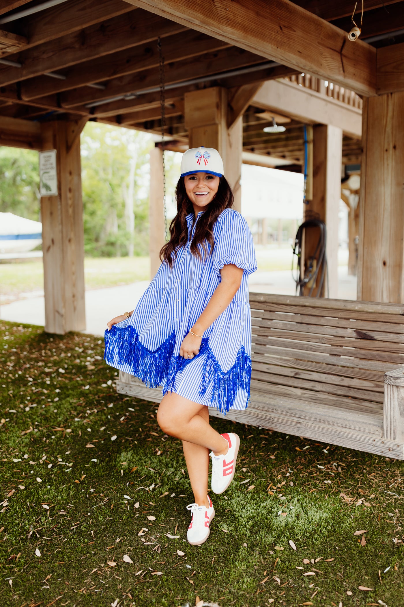 Royal Tiered Button Down Sequin Fringe Dress