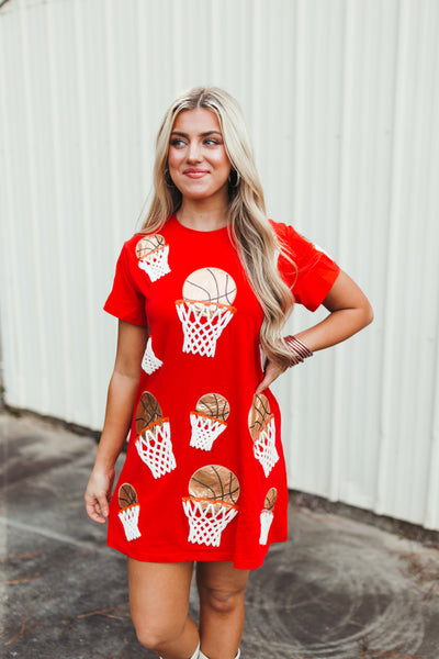 Queen Of Sparkles Red Basketball Hoop Tee Dress