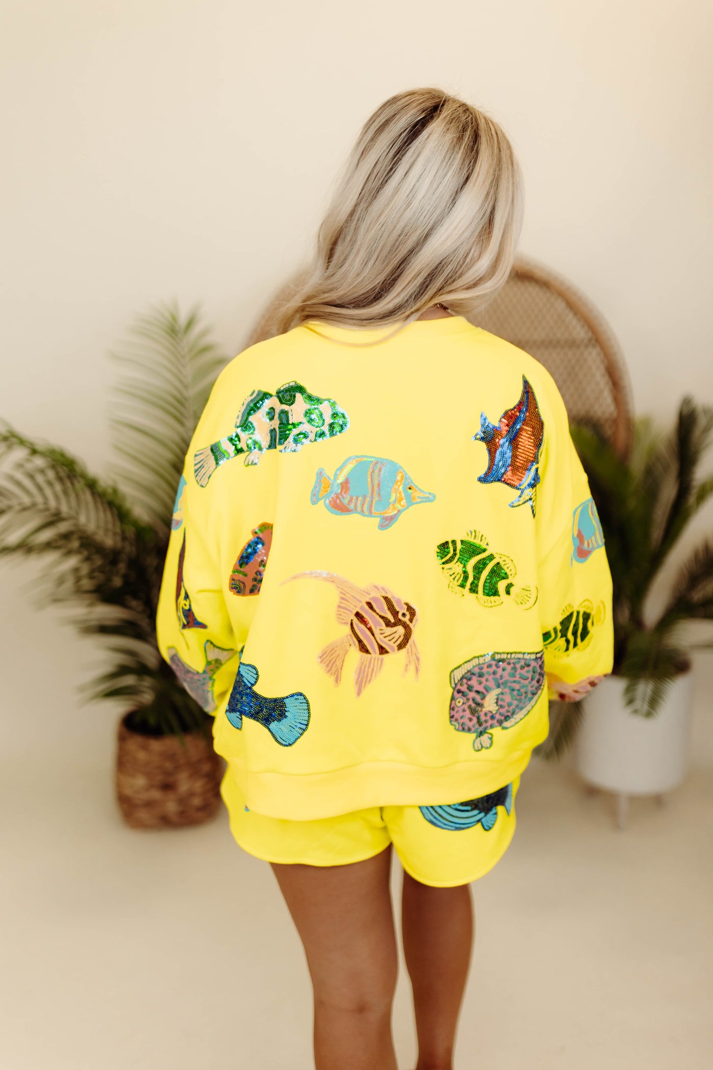 Queen of Sparkles Lime Green Multi Fish Sweatshirt