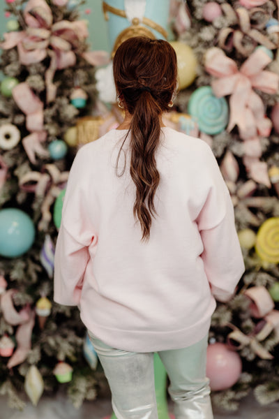 Baby Pink Pearl Bow Oversized Sweater