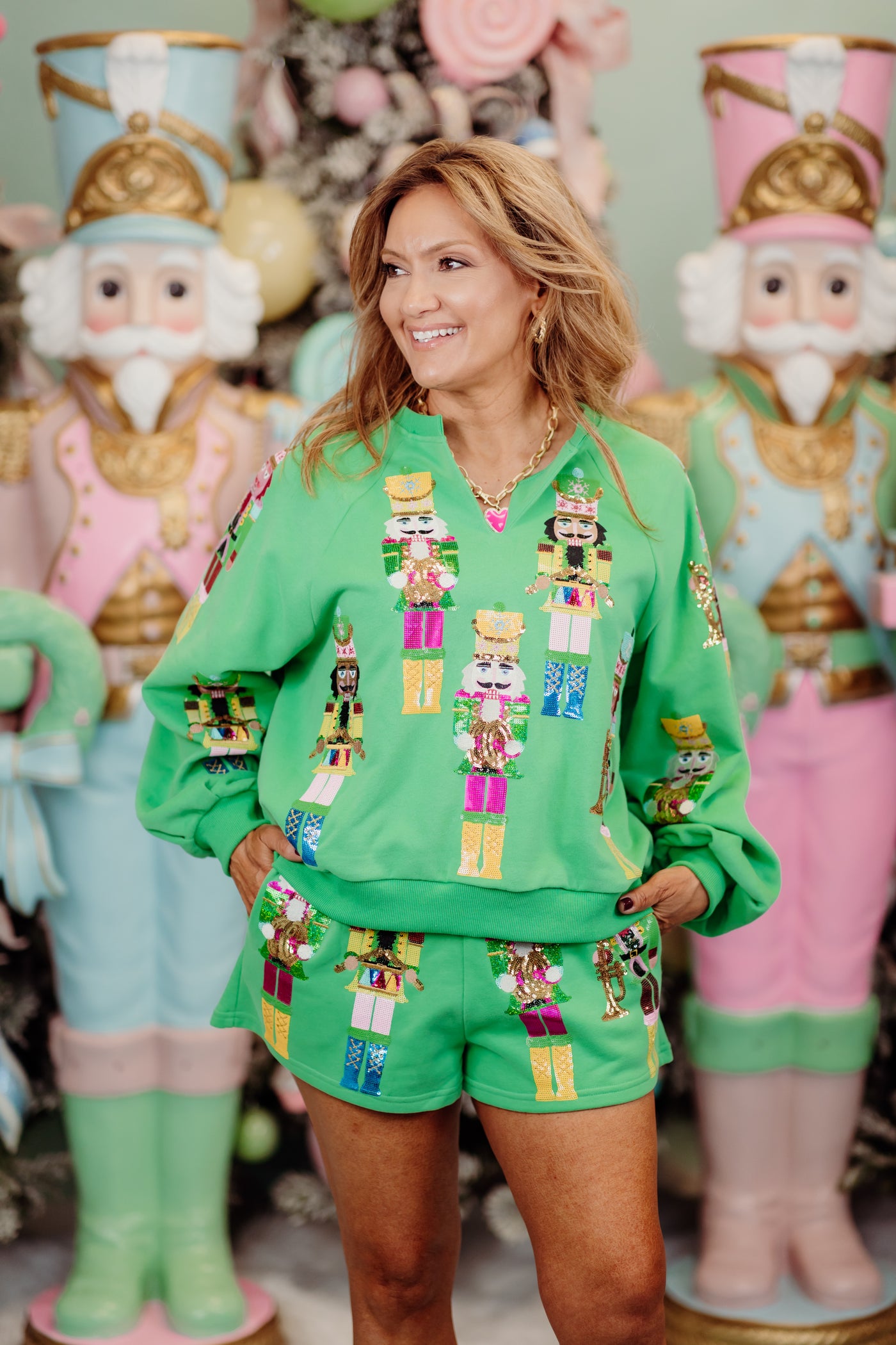 Queen of Sparkles Green Nutcracker Band Sweatshirt