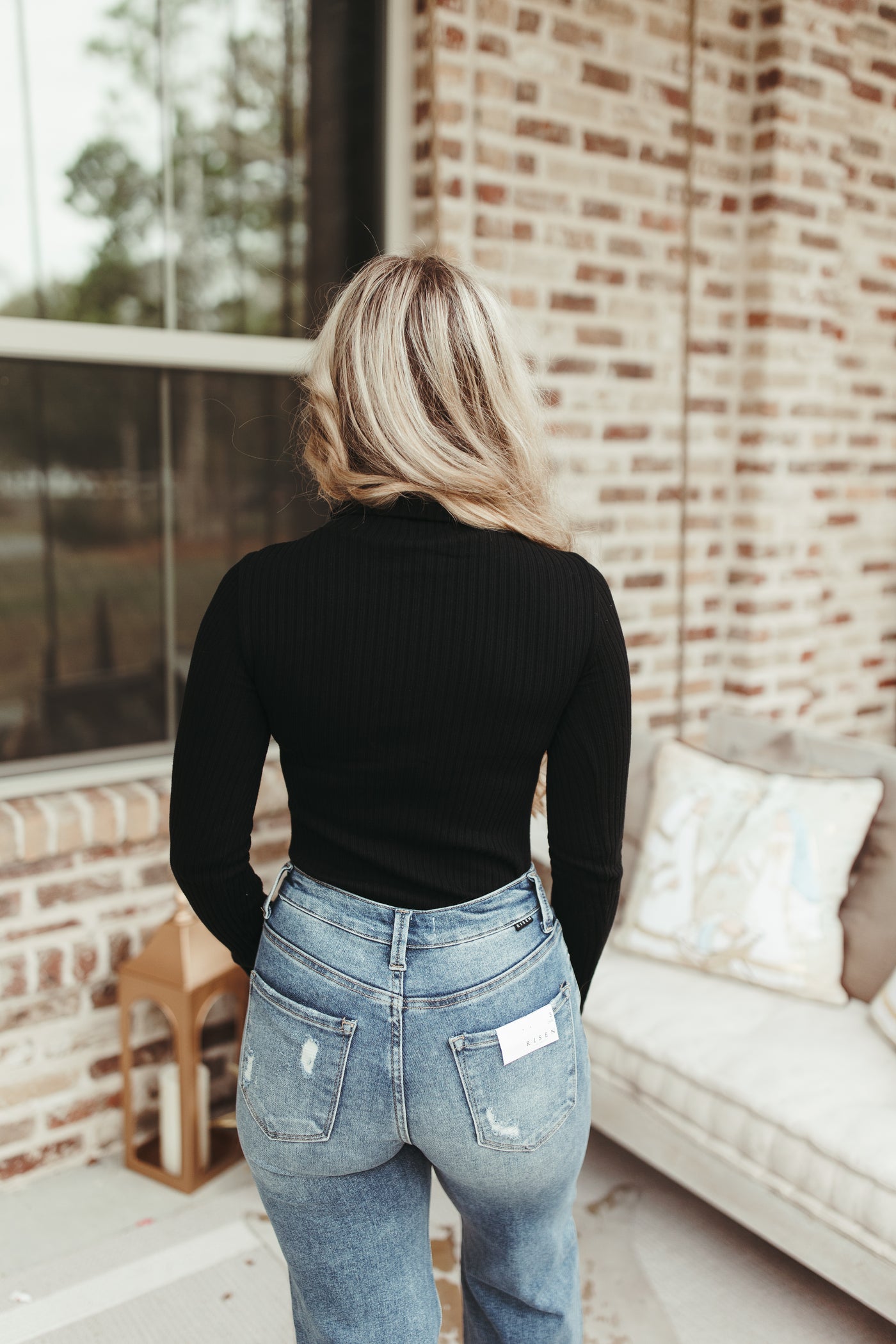 Ribbed Knit Long Sleeve Turtleneck Top