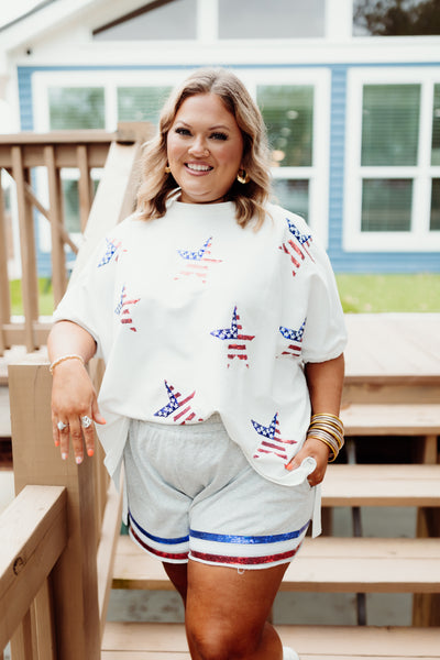 White America Stars Oversized Tee