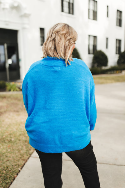 Teal Blue V Neck Ultra Comfy Slouchy Sweater
