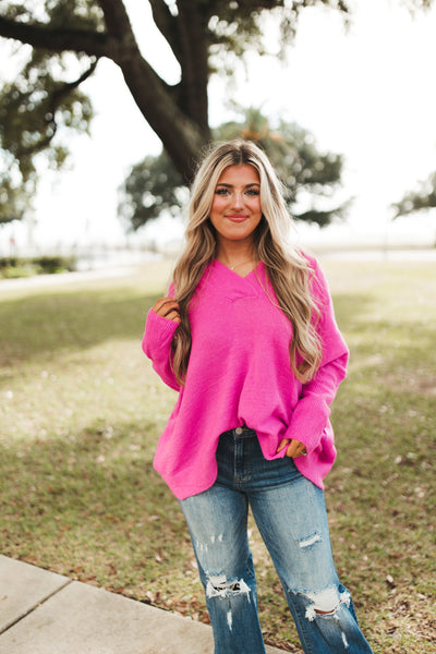 Orchid V Neck Ultra Comfy Slouchy Sweater