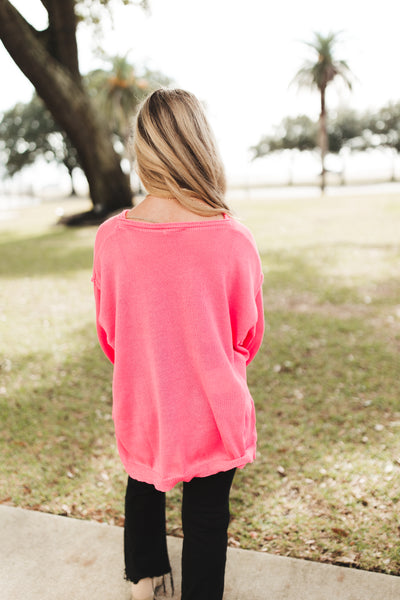 Hot Pink Oversized Easy Sweater