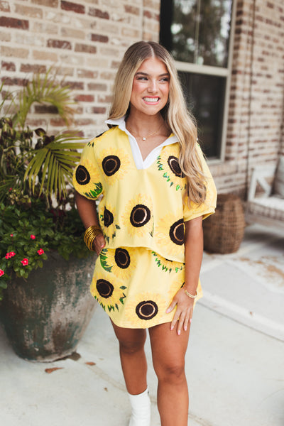 Queen Of Sparkles Yellow Sunflower Skort